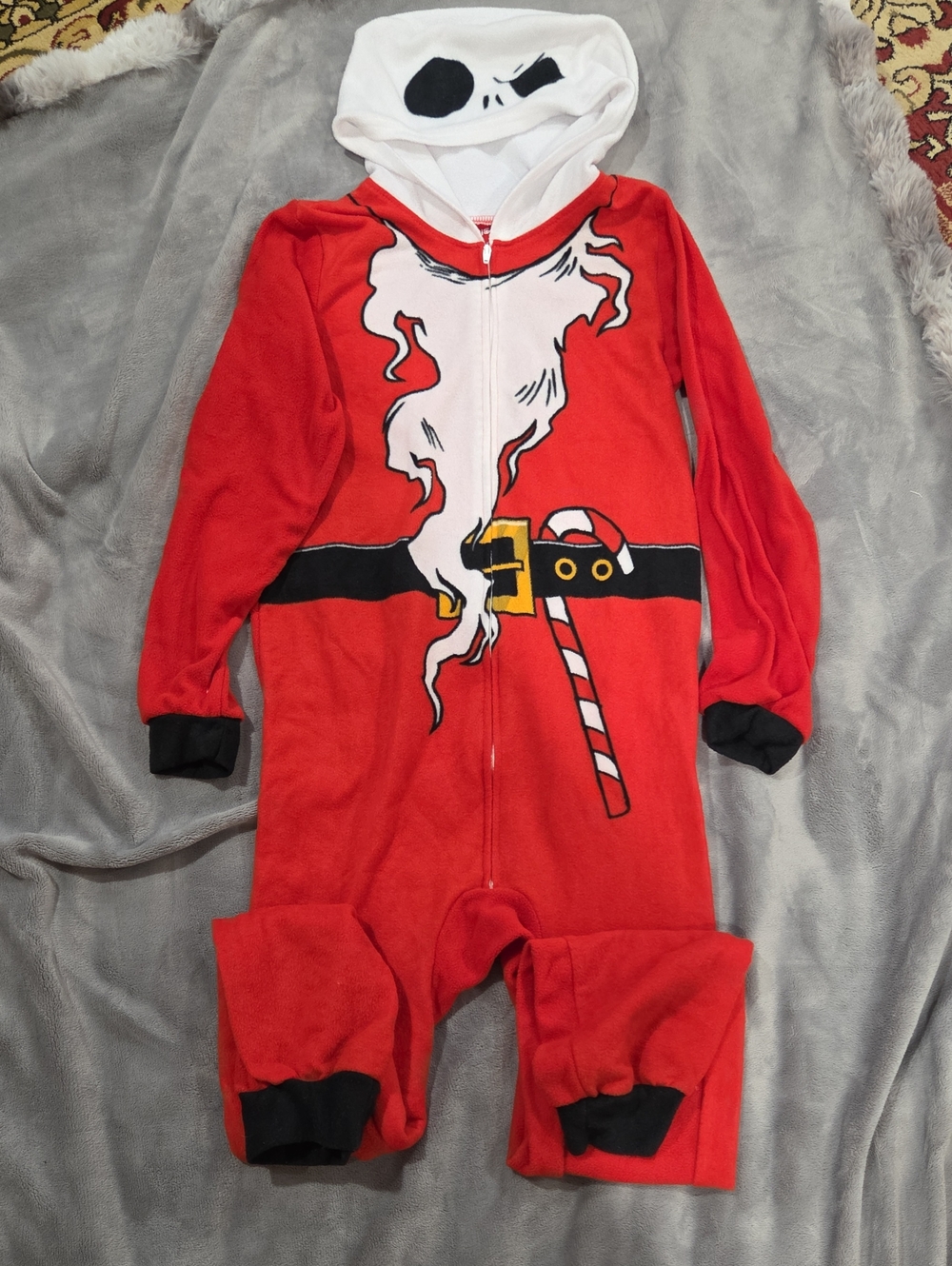 Disney Red Santa-Print Hooded One-Piece